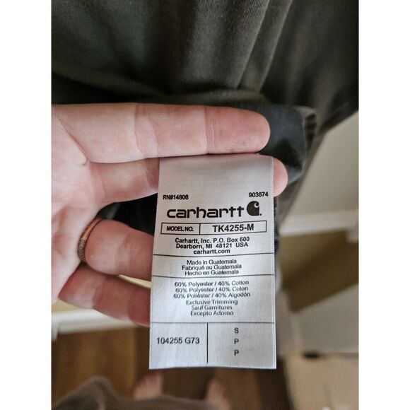 Mens Olive Green Carhartt Force Quarter Half Zip Long Sleeve Pullover Sz Small - Picture 6 of 8